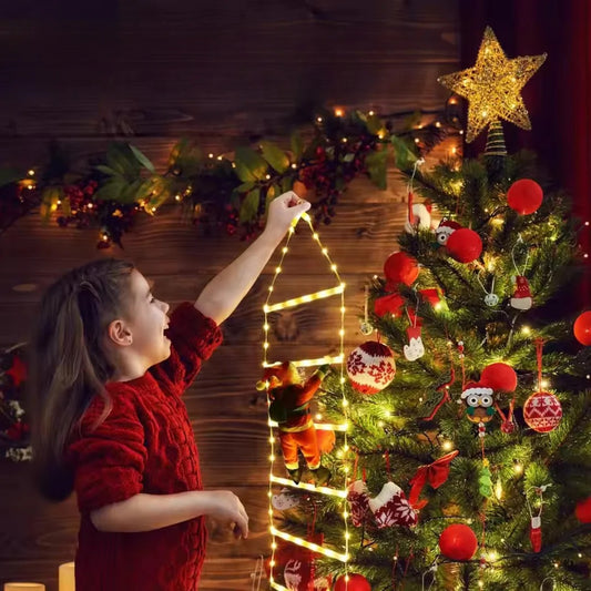 Climbing Santa Christmas with a Ladder Of Lights