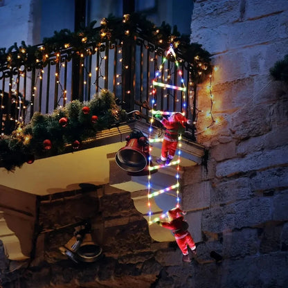 Climbing Santa Christmas with a Ladder Of Lights